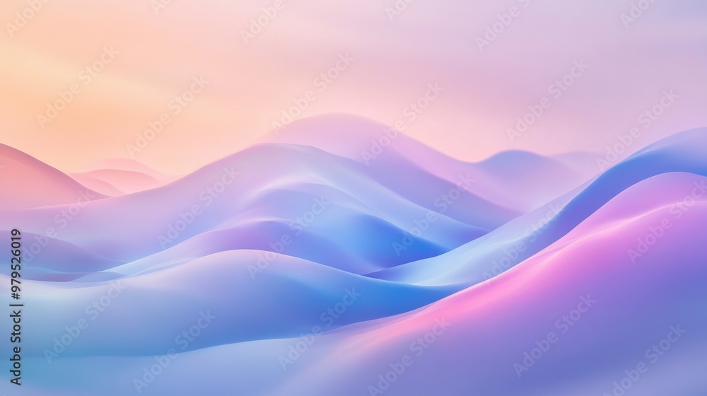Serene pastel landscape of abstract hills in soft light at dawn Serene pastel landscape of abstract hills in soft light at dawn