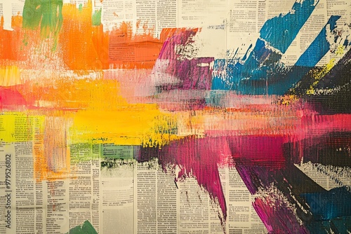 Wallpaper Mural A striking frontal view of a newspaper structure made from colorful impressionist brush strokes Torontodigital.ca