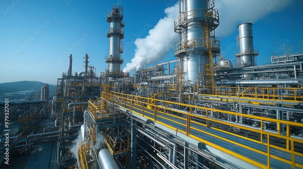 industrial area oil and gas LPG refinery plants and stores pipeline, Liquefied natural gas plant, Territory of the LNG factory, Landscape of oil refinery industrial area. industrial area oil and gas LPG refinery plants and stores pipeline, Liquefied natural gas plant, Territory of the LNG factory, Landscape of oil refinery industrial area.