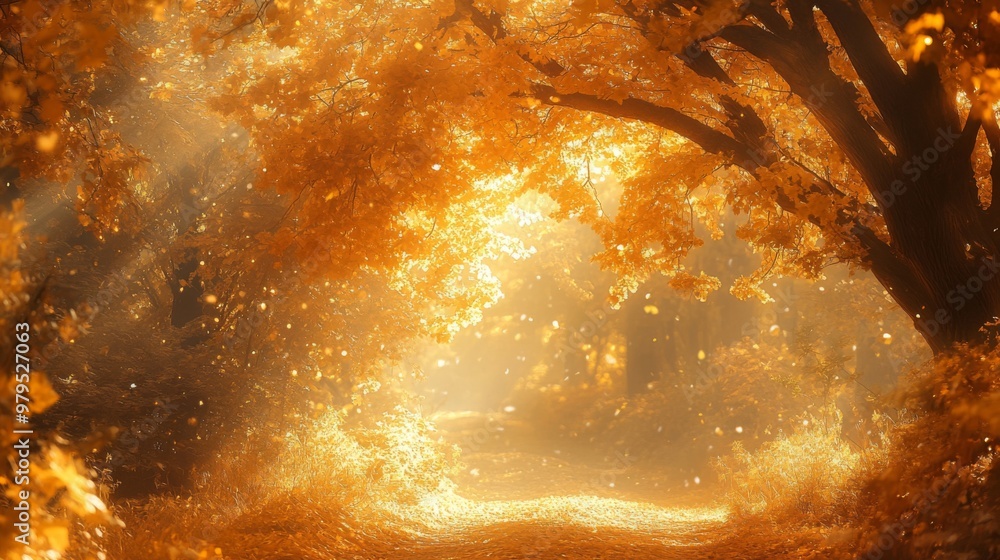 A Sunlit Path Through a Golden Autumn Forest A Sunlit Path Through a Golden Autumn Forest