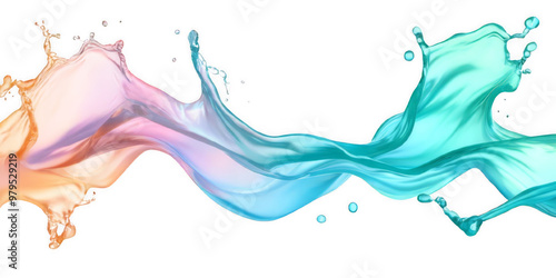 Dynamic Water Splash in Motion Freeze Frame of Fluid Flow with Vibrant Blue Liquid On transparent Background