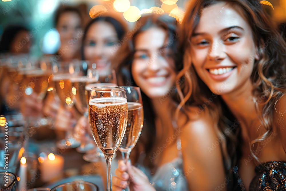 A group of friends share a joyful moment, smiling and holding champagne glasses, surrounded by warm bokeh lights, capturing the essence of a festive celebration. A group of friends share a joyful moment, smiling and holding champagne glasses, surrounded by warm bokeh lights, capturing the essence of a festive celebration.