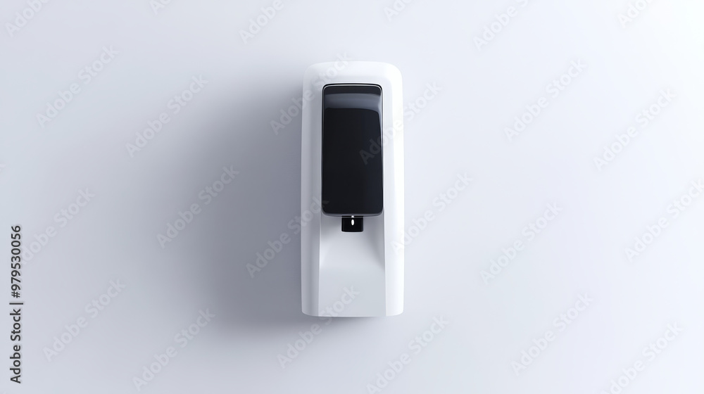 A white background shows a hand sanitizer dispenser, which helps to protect against COVID-19. A white background shows a hand sanitizer dispenser, which helps to protect against COVID-19.