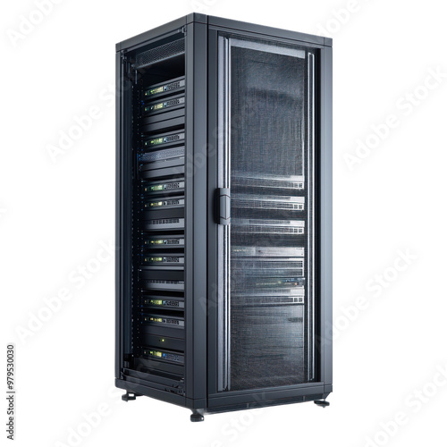 Server Rack side view isolate on transparent background photo