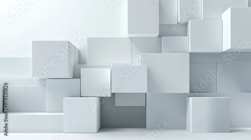 Abstract white cubes against a minimalistic background, perfect for modern design projects and artistic presentations.