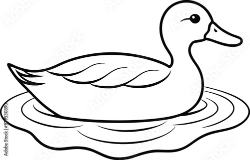 Create Fun Art with a Duck Swimming Vector for Coloring Books
