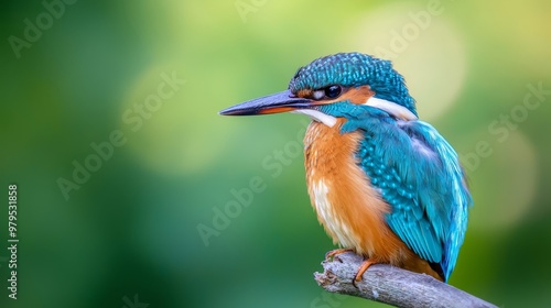  A colorful bird perched on a clear branch against a blurred background Background softly blurred in the foreground