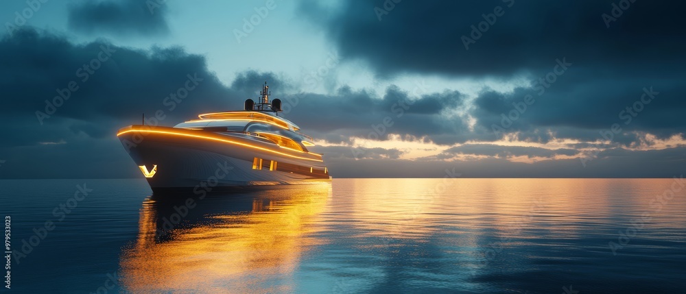 Fototapeta premium Luxury Yacht at Sunset.