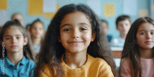 Smiling Young Girl in Classroom