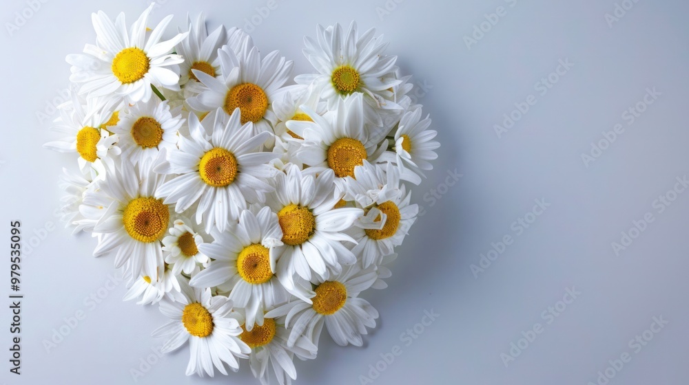 A bouquet of daisies arranged in a heart shape, symbolizing love and affection. A bouquet of daisies arranged in a heart shape, symbolizing love and affection.