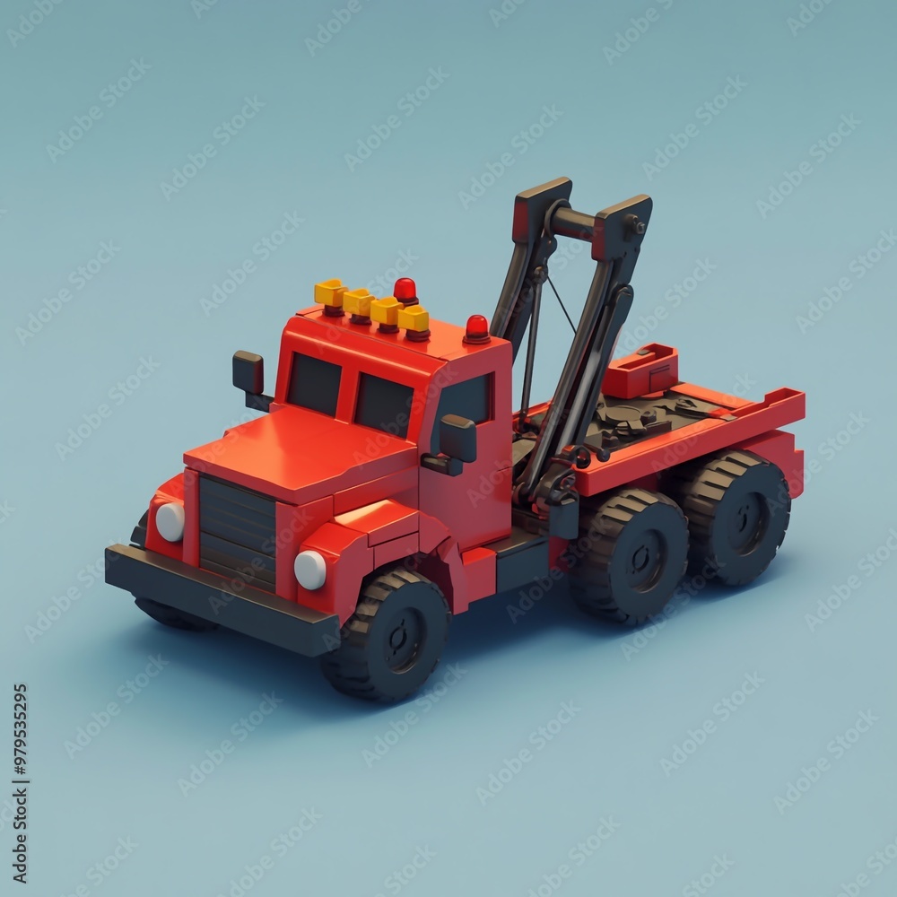 Fototapeta premium 3D Tow Truck Icon: Vehicle for Transporting Disabled Cars Illustration Logo