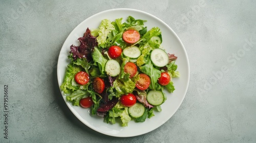 Fresh and Colorful Garden Salad on Plate