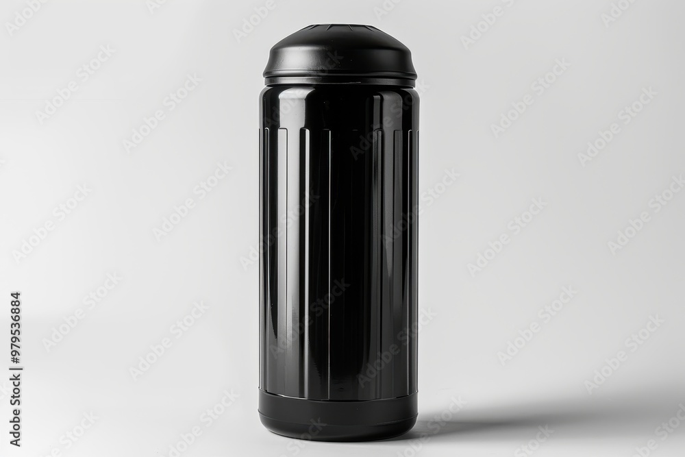 Black thermos on white surface Black thermos on white surface