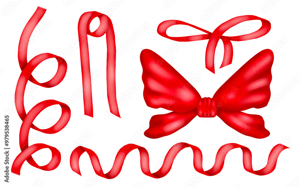 set of bows with ribbons set of bows with ribbons