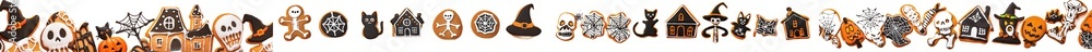 There are many assorted designs in this set of gingerbread halloween haunted house, skeleton, cobweb, skull, cat, witch hat cookie biscuit on transparent cutout file. This is a mockup template for There are many assorted designs in this set of gingerbread halloween haunted house, skeleton, cobweb, skull, cat, witch hat cookie biscuit on transparent cutout file. This is a mockup template for