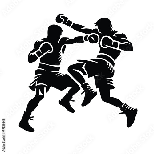 Boxing Sparring Silhouette