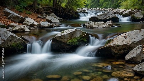 Cascading mountain stream.