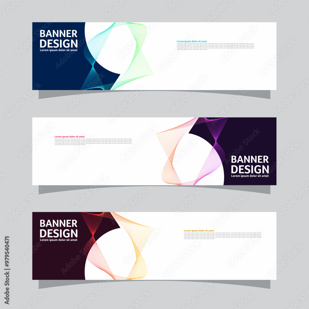 Fototapeta premium Vector set of landscape banner background design concept. Colorful background business layout template