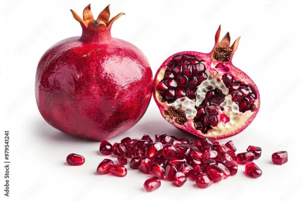 Pomegranate seeds on white background Pomegranate seeds on white background