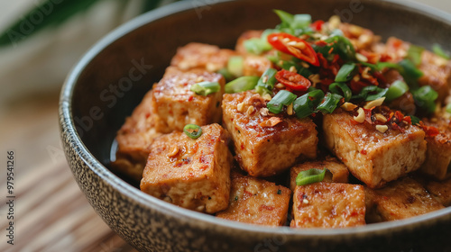 Dubu jorim - fried tofu in spicy sauce photo