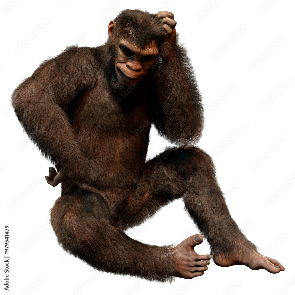 3D Rendering Chimpanzee on White 3D Rendering Chimpanzee on White