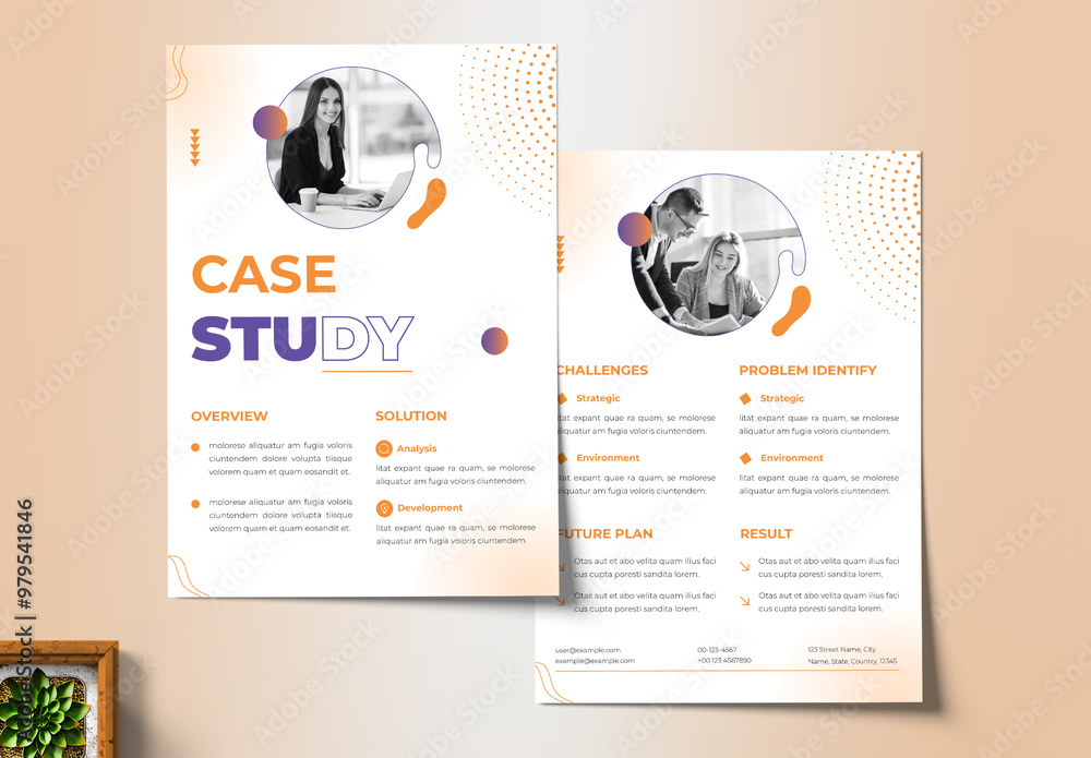 Editable Corporate Case Study Flyer Layout Stock Template | Adobe Stock