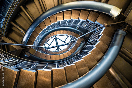 View of beautiful spiral staircase at Shinagawa Station, Tokyo, Japan. photo