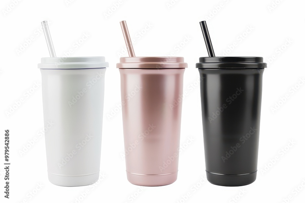 Stainless steel insulated tumbler with straw and flip lid ideal for drinks on the go Stainless steel insulated tumbler with straw and flip lid ideal for drinks on the go