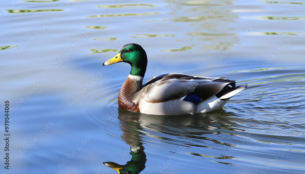 Serene Scene of a Duck Swimming in a Pond Serene Scene of a Duck Swimming in a Pond
