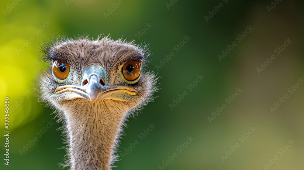 A close-up of an ostrich's head with a blurred background A close-up of an ostrich's head with a blurred background
