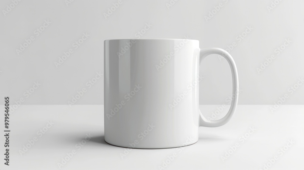 Obraz premium A photorealistic mockup of a classic white ceramic coffee mug with a sleek handle
