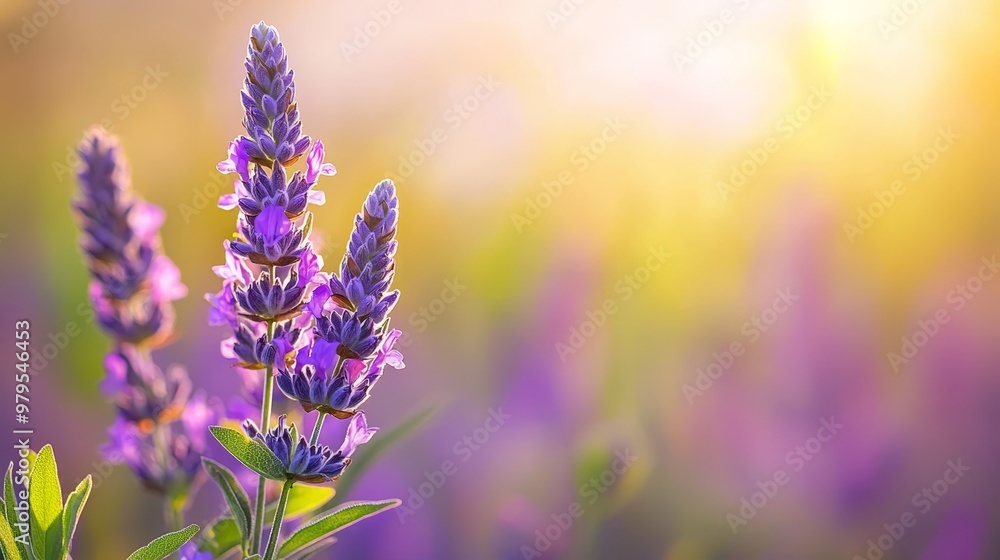 A tight shot of a solitary purple blossom against a backdrop of purple blooms, with the sun casting light from behind A tight shot of a solitary purple blossom against a backdrop of purple blooms, with the sun casting light from behind