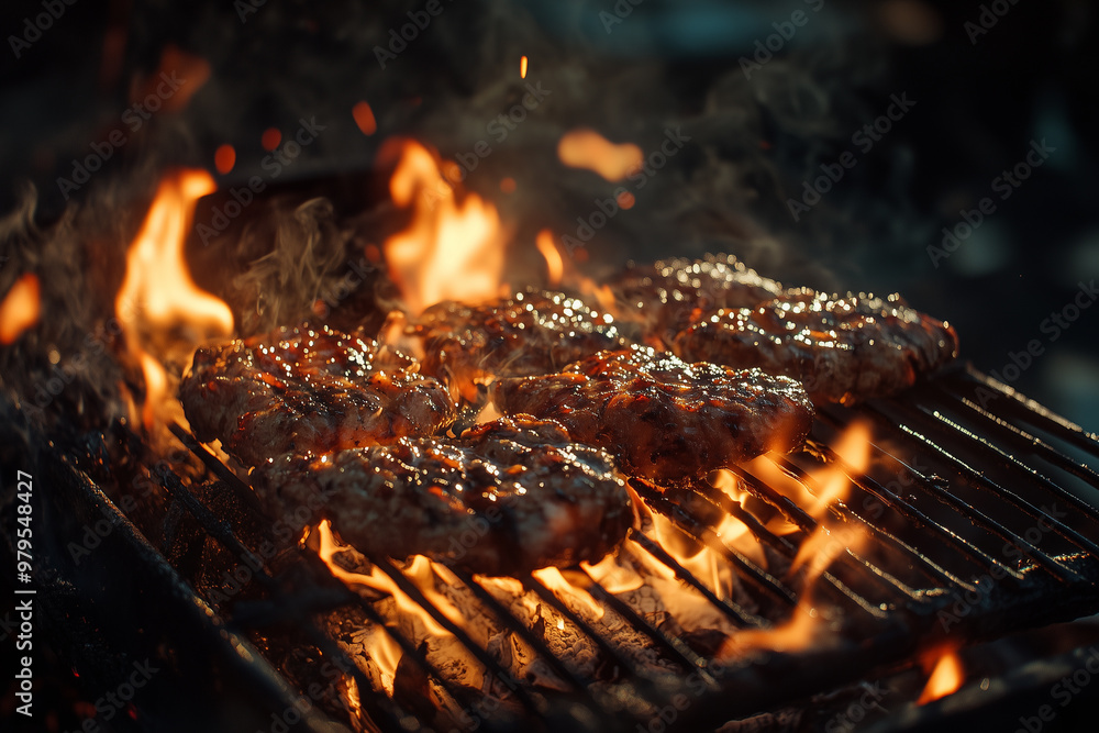 Naklejka premium meat on the fire