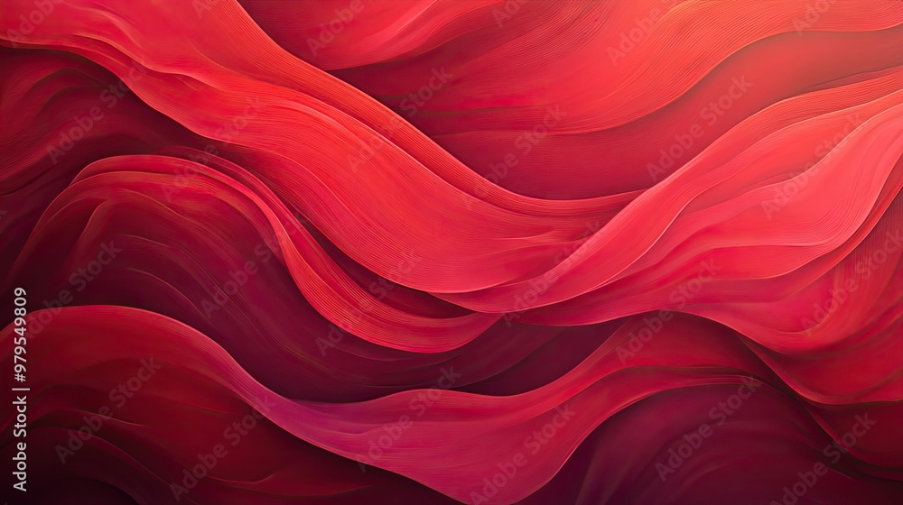 Obraz premium A textured red abstract background with soft waves and subtle gradients, offering a warm and vibrant aesthetic.
