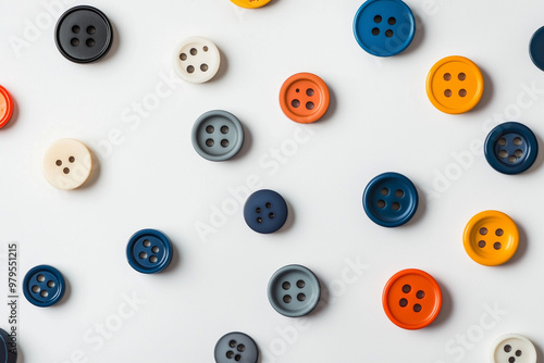 Colorful Buttons on White Background photo