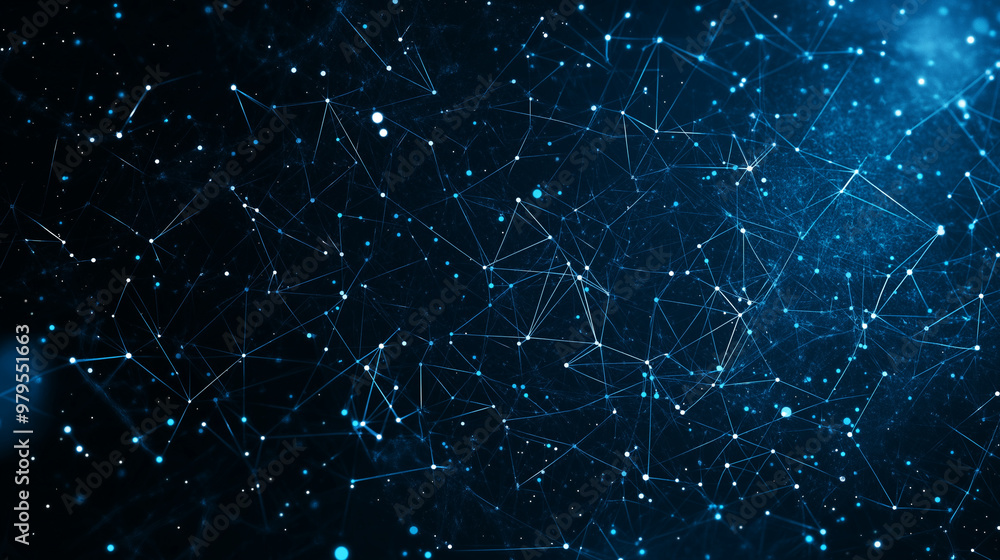 A blue background with a lot of lines and dots A blue background with a lot of lines and dots