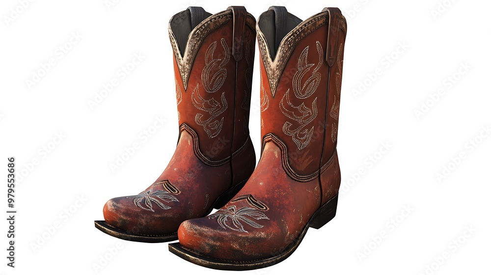 Pair of black leather boots isolated on a white background Pair of black leather boots isolated on a white background