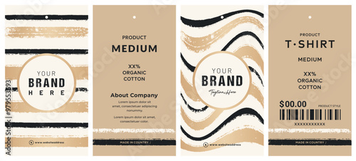 Vintage background modern colorful hang tag label design for apparel product packaging.