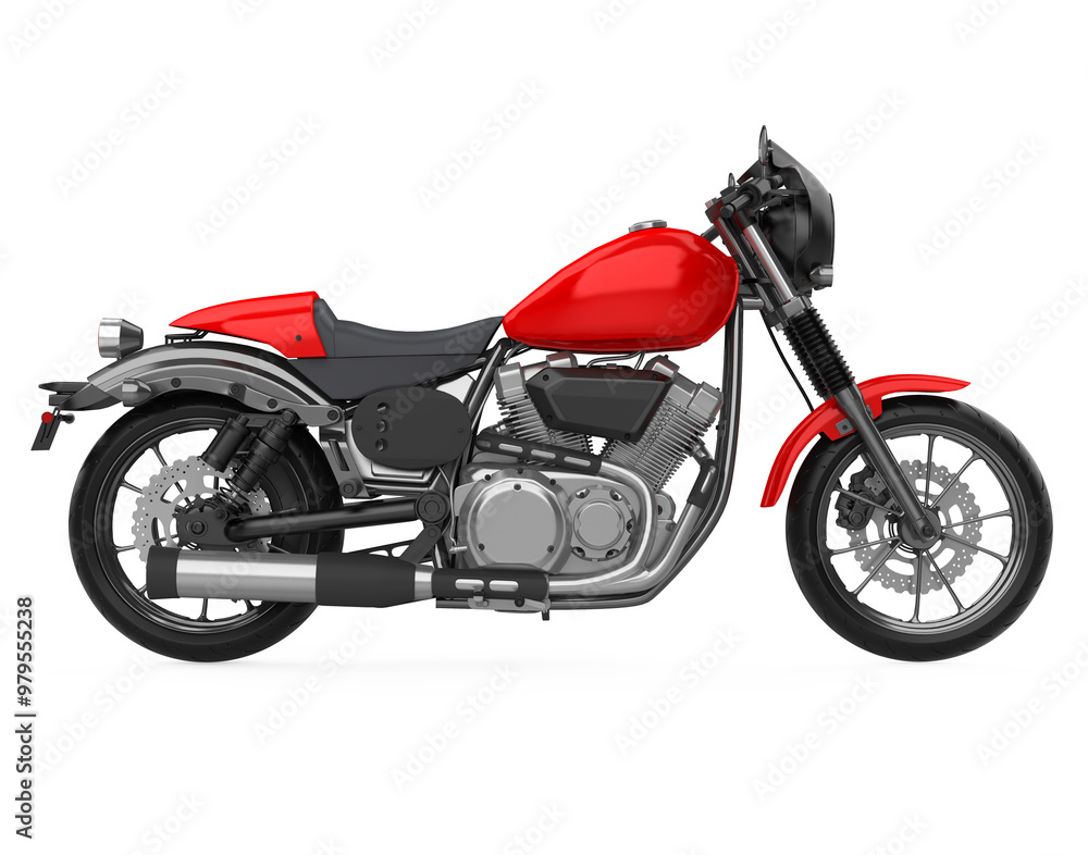Obraz premium Red Motorcycle isolated on white background