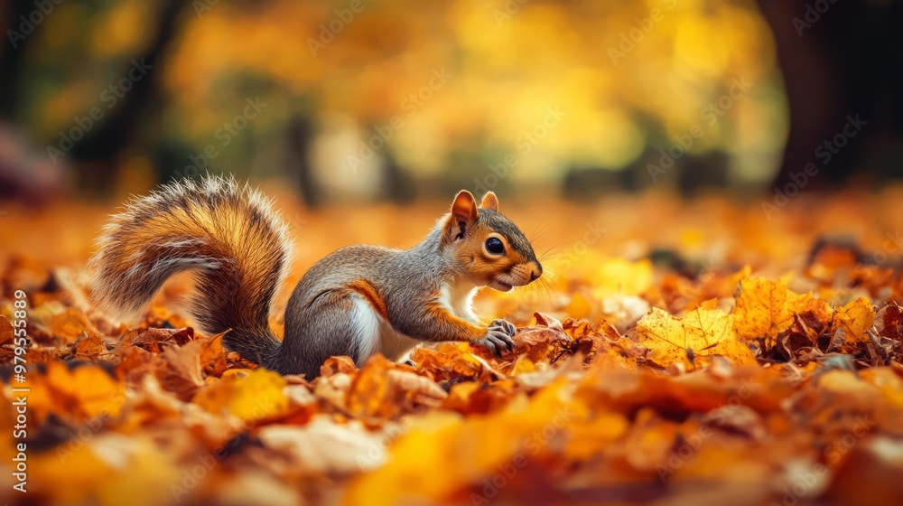 Squirrel Among Autumn Foliage – Captivating Wildlife Scene Featuring a Cute Squirrel in Vibrant Orange Leaves and Fall Colors, Highlighting the Beauty of the Fall Season in a Woodland Setting Squirrel Among Autumn Foliage – Captivating Wildlife Scene Featuring a Cute Squirrel in Vibrant Orange Leaves and Fall Colors, Highlighting the Beauty of the Fall Season in a Woodland Setting