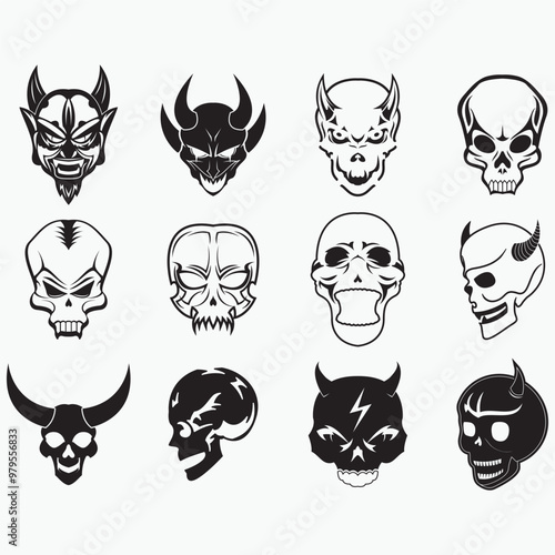 collection of skull demon logos