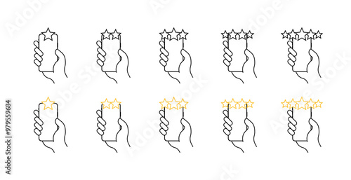 Star rating set icons. Phone icons. Flat and linear style. Vector icons.