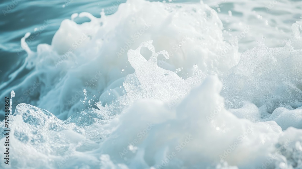 Close-up of a breaking wave, capturing the white foam and swirling water in motion Close-up of a breaking wave, capturing the white foam and swirling water in motion