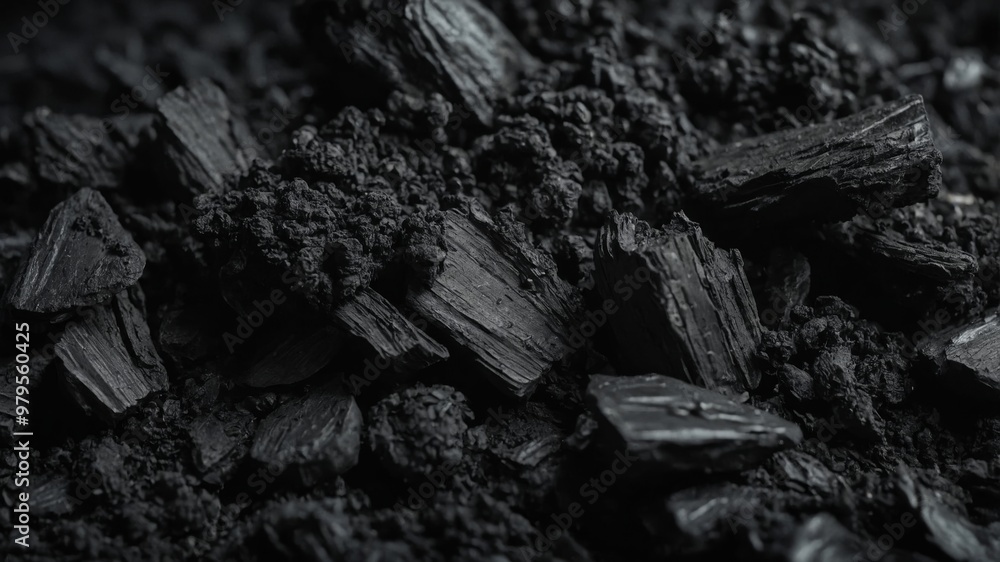 Black charcoal texture with rough matte finish Black charcoal texture with rough matte finish