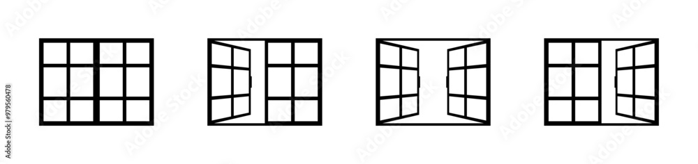 Window set icons. Linear style. Vector icons. Window set icons. Linear style. Vector icons.