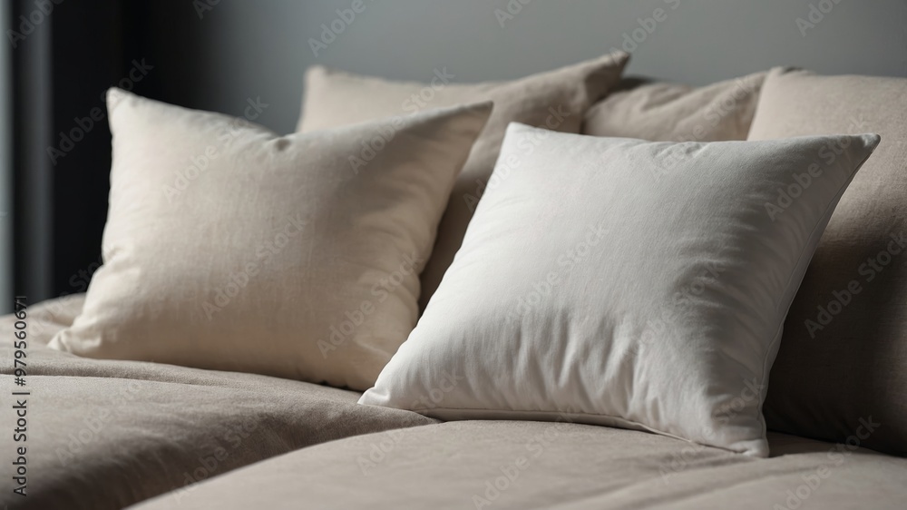 Blank white cotton pillow square mockup design