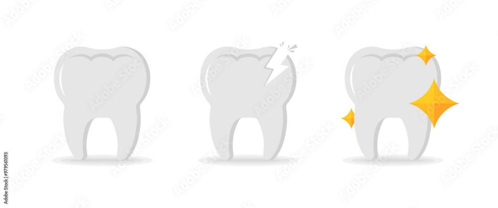 Obraz premium Tooth set icons. Flat style. Vector icons.