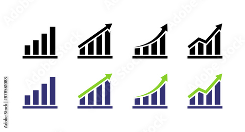 Trading set icons. Silhouette and flat style. Vector icons.