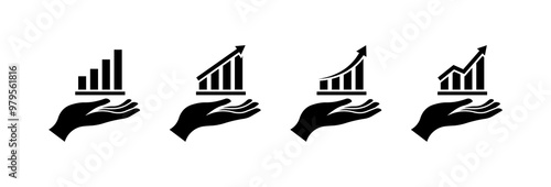 Trading set icons. Silhouette style. Vector icons.