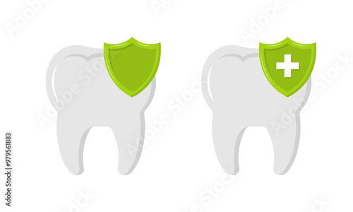 Tooth care set icons. Flat style. Vector icons.